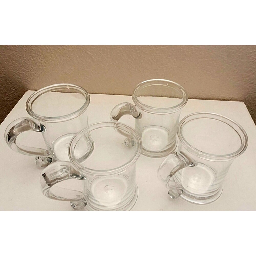 NEW 4 Simon Pearce Windsor Tankards -Handblown Clear Glass - Beer Stein